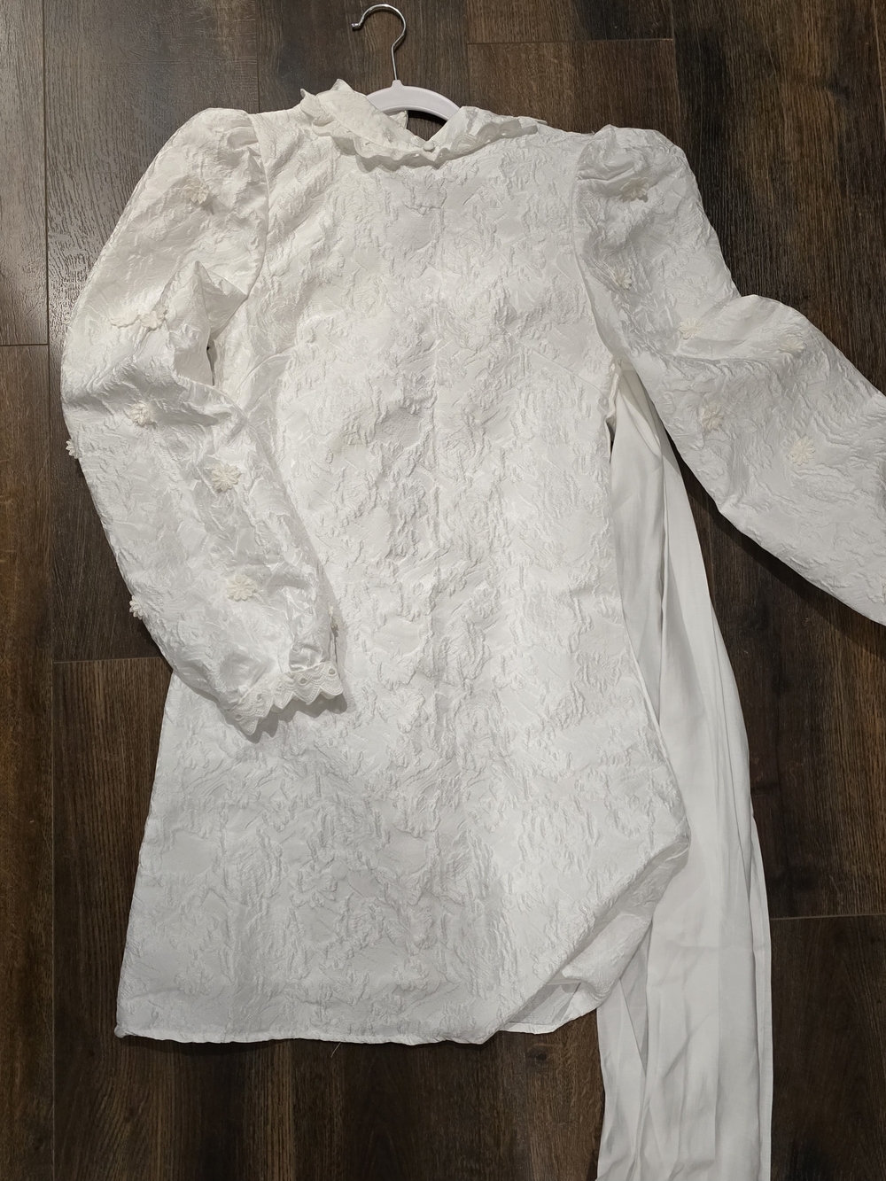 ASOS White Textured Long-Sleeve Mini Dress